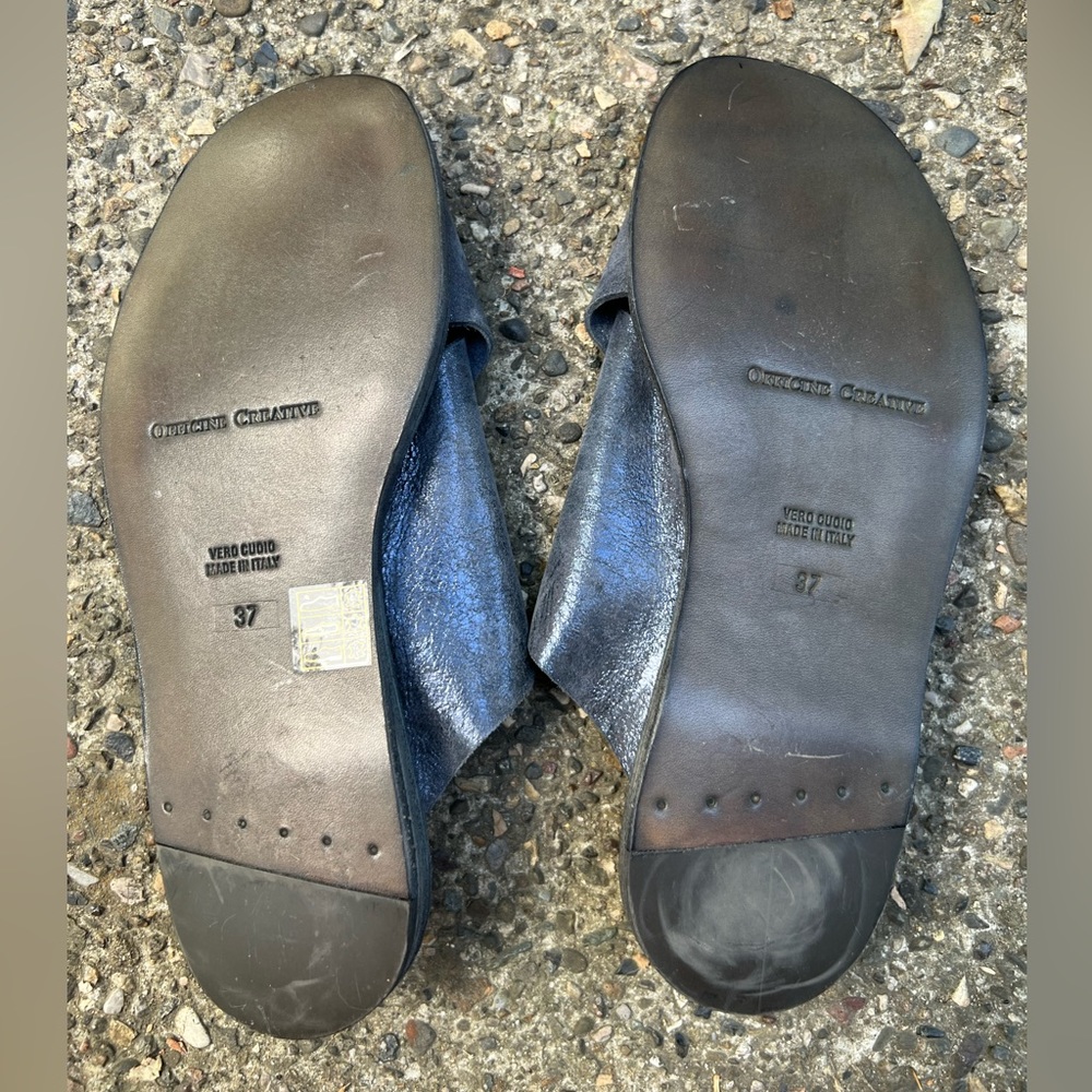 Officine Official Italian Leather Criss Cross Slide Sandals 37 - Picture 5 of 11